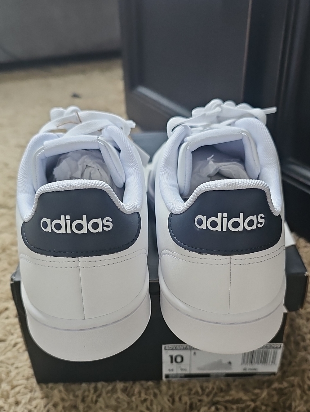 NWT Adidas Advantage Shoes White Sneakers Cloudfoam Comfort 10 Tennis Shoes - Picture 6 of 10